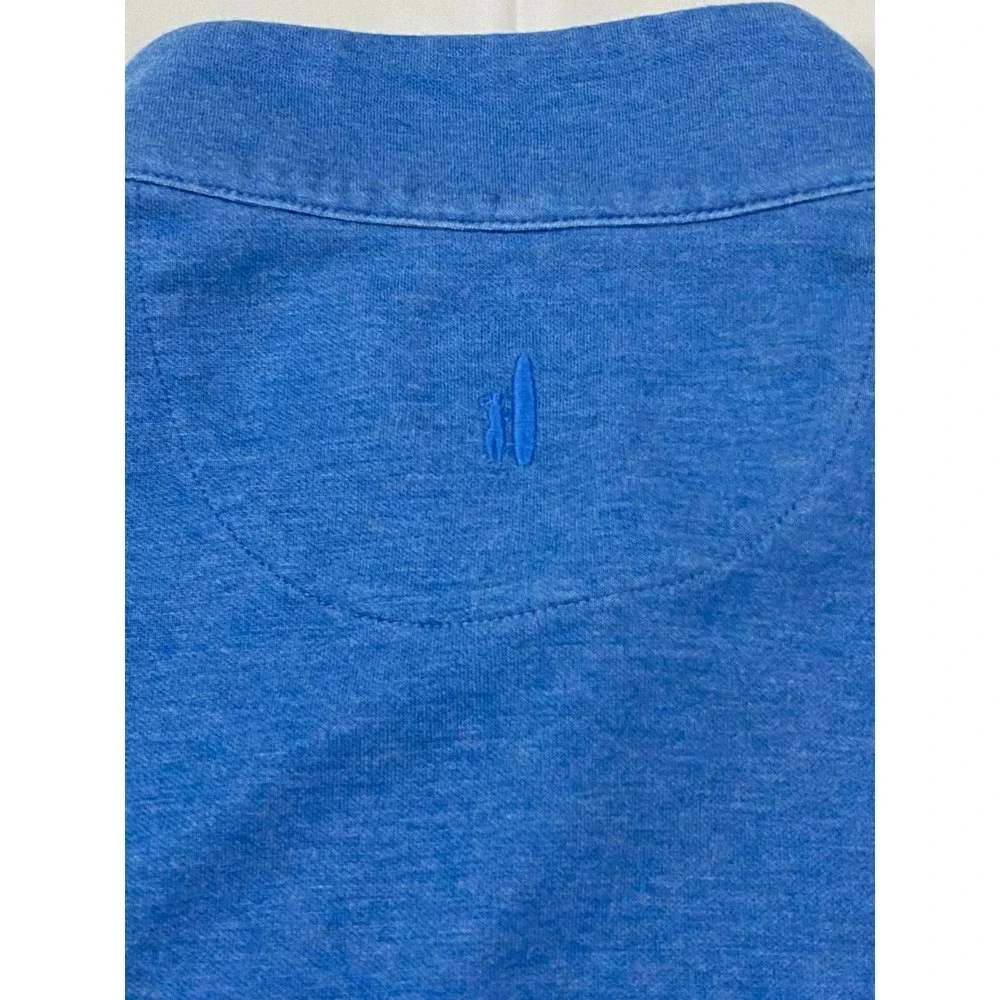 Johnnie-O Mens‎ Large Blue Heathered Cotton Modal Quarter Zip Pullover Sweater